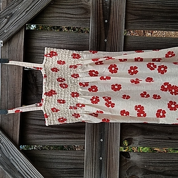 Roxy Sundress sz L adjustable straps,elastic top, Maxi, red/white with black - Picture 3 of 9